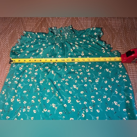 Melloday Women's Green Sleeveless Floral Tank Top w/ High Neck,Size M - Picture 7 of 9